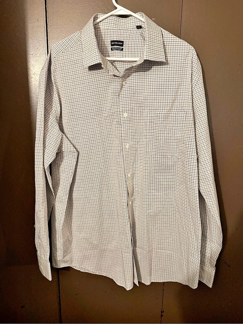 Van Heusen Ultra Wrinkle Free Regular Fit Stretch Plaid Dress Shirt Stretch size